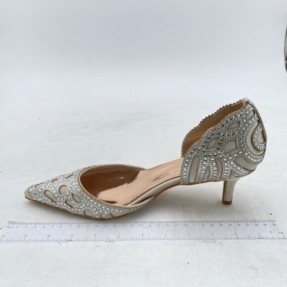 XYD Women's Pumps, Elegant Pointed Toe, D'Orsay Kitten Low Heels, Rhinestone - Picture 1 of 7